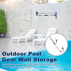 2-Pack Pool Pole Hanger, Iron Pool Hooks with Screws for Garden Tools [Silver]
