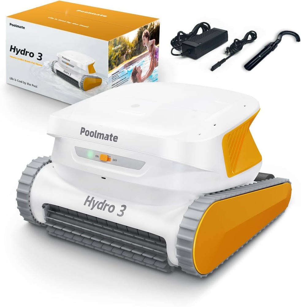 Poolmate Hydro 3 Robotic Pool Cleaner for Inground/Above Ground LightYellow