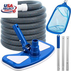4 Pcs Pool Vacuum Kit with 11.8&Prime; Head, 29.5 Ft Hoses, Skimmer Net