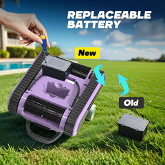 Cordless Robotic Pool Vacuum for Above & In-Ground Pools, 2.5H Run Time