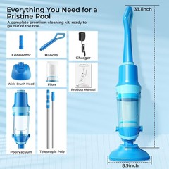 Pool Vacuum for Above Ground Pool, 1427 GPH Powerful Stable Suction, Telescopic
