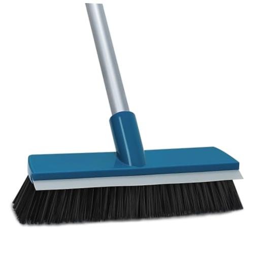 Stiff Bristle Deck Brushes for Scrubbing Heavy Duty with Rubber Scrape