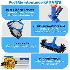 Poolvio Pool Cleaning Kit Spa Jet Vacuum 8ft Pole