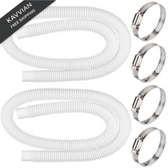 Qloby 2 Pack 1.25&Prime; x 59&Prime; Pool Hoses for Above Ground x 59&Prime;, White