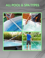 15ft Heavy Duty Telescopic Pool Pole – Adjustable Aluminum, Fits Vacuum & Net, A