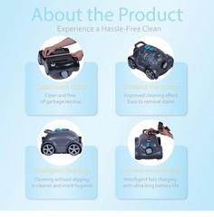 Hinice Cordless Robotic Pool Cleaner,Automatic Pool Vacuum Robot up to 2153 sqft