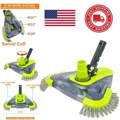 Heavy Duty Pool Vacuum Head with Side Brush and Universal Hose Compatibility