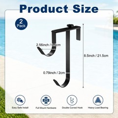 2-Pack Pool Pole Hanger, Adjustable Iron Pool Hooks for Garden Tools [Black]