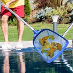 Fine Mesh Pool Leaf Skimmer with 5-Section Aluminum Pole for Effortless Cleaning