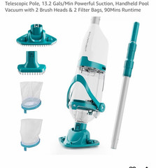 STARRYBOT Pool Vacuum 60 Min Rechargeable 13.2 GPM Blue/White w/ Pole