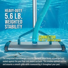 17.5&Prime; Heavy Duty Weighted Pool Vacuum Head Aluminum 1.5&Prime; Hose Swivel Fit