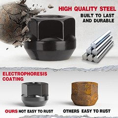 KSP 3/8&Prime;-24 Open Lug Nuts for ATV UTV Studs, 17mm Hex 3/8&Prime;-24-Hex 17mm Black