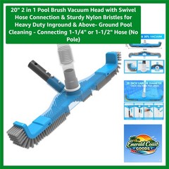 20&Prime; Pool Brush Vacuum Head for Inground & Above-Ground Pool Cleaning