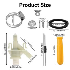 RV Toilet Water Valve Replacement Kit for black, white, silver