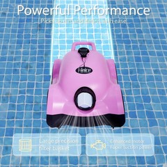 Cordless Wall Climbing Robotic Pool Cleaner for 2200 Sq Ft In-Ground Pools Pink