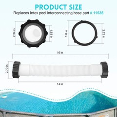 11535 Pool Sand Filter Pump Hose, 1.5 Inch Diameter 16 Inch, White