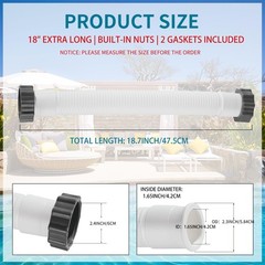 Pihil 18 Inch 11535 Pool Sand Filter Pump Hose Interconnecting Hose 2 Gaskets
