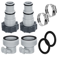 Pool Hose Adapter Type A & B for 1.25 and 1.5 Inch 2 3/8 inches, Grey, Black