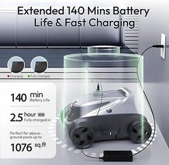 BUBLUE B10P Cordless Pool Vacuum for Above Ground Pool, 140-Min Runtime, #R034