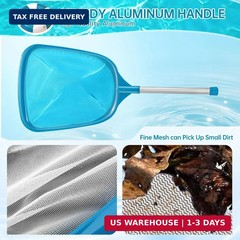 Pool Skimmer Net with Pole Fine Mesh Leaf Rake Cleaning Tool for Pool