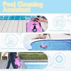 Hinice Cordless Robotic Pool Cleaner Automatic Vacuum 150 Min 2200 Sq.Ft. Pink