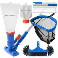 Poolvio Pool Cleaning Kit with Spa Jet Vacuum Cleaner, 8-Foot Pole, Leaf Rake…