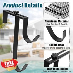 Uenhoy 2 Pack Double Pool Fence Hooks for Pool-Equipment, Adjustable Pool Pol…