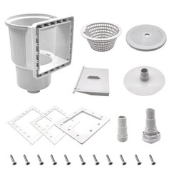 Above Ground Pool Skimmer Thru-Wall with Accessories, 6-Inch Opening, Fits Stand