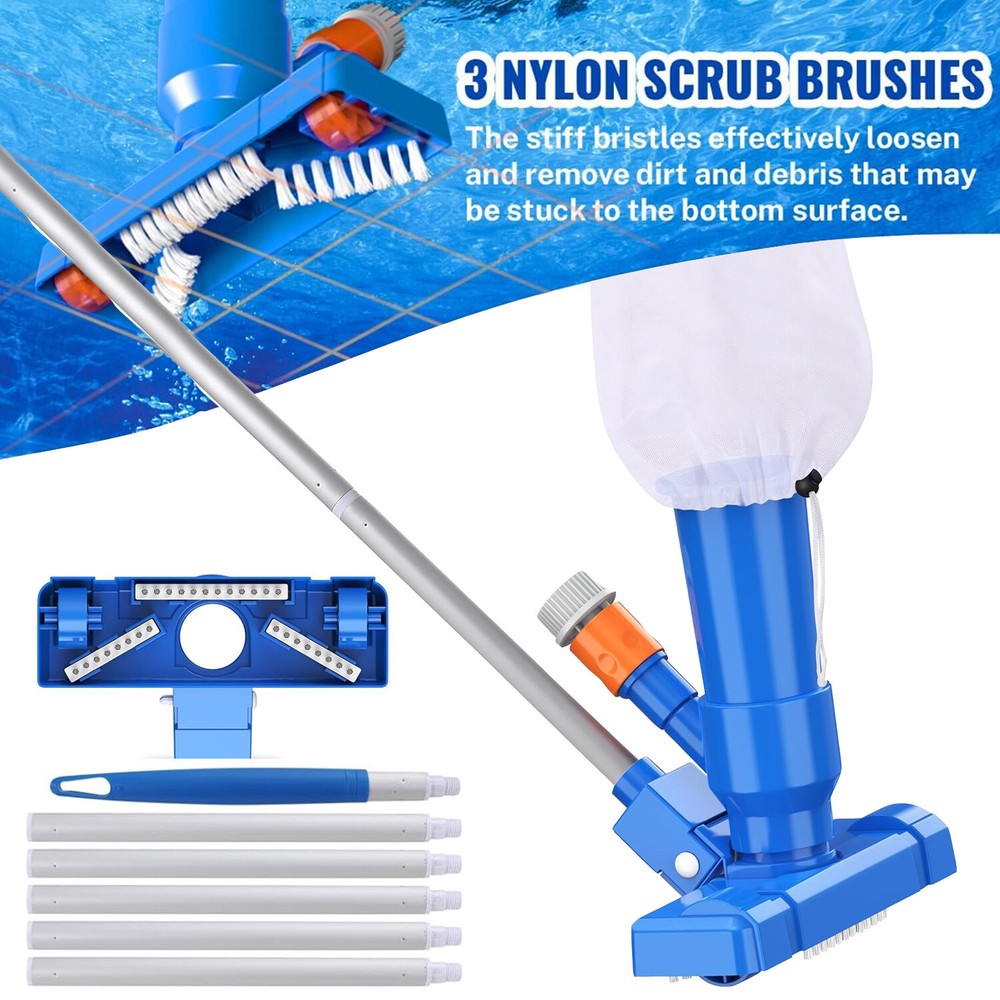 Swimming Pool Jet Cleaner 5Section Pole Ground Spa Pond Fountain Handheld Vacuum