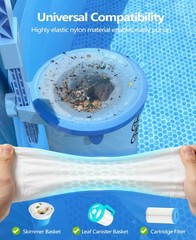 60 Pack Pool Skimmer Socks Ultra Fine Mesh Filter for Clear Water & Debris