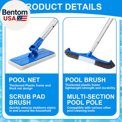 4 Pack Swimming Pool Cleaning Kit Including Pool Cleaning Brush Scrubbing Scouri