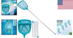 5-Foot Lightweight Pool Leaf Skimmer Net with 4 Aluminum Poles for Easy Cleaning