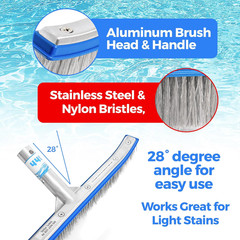Combo Nylon and Stainless Steel Pool Brush – 18-Inch Heavy Duty Pool Brush Head