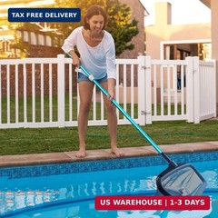 Pool Skimmer Net, Heavy Duty Leaf Rake Cleaning Tool, Fine Mesh Net Bag Catcher