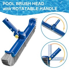 Pool Brush with Rotatable Handle,17.5&Prime; Pool Brush Head for Inground Pools, Ab…