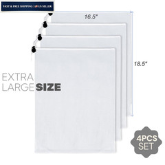 4 Pack Pool Vacuum Replacement Mesh Bags XL 18.5&Prime; x 16.5&Prime; Universal Fit WHITE