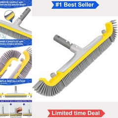 20 Inch Pool Brush Heavy Duty BPT Bristles Aluminum Handle Curved Ends Inground