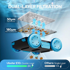 E10 Pool Vacuum,Cordless Robotic Pool Cleaner, Dual-Layer Filtration,Large Wheel