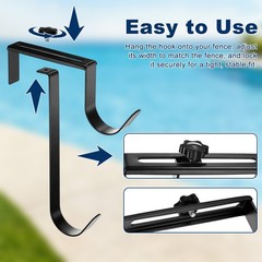 2-Pack Pool Pole Hanger, Adjustable Iron Pool Hooks for Garden Tools [Black]