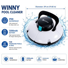 WINNY 200SE Cordless Robotic Pool Cleaner – Transparent Design Dual Motor Vaccum