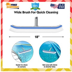 18 Inch Pool Brush with 8FT Adjustable Aluminum Pole for Swimming Pool Cleaning