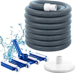 3 Pcs Pool Cleaning Kit 14&Prime; Vacuum Head with Flexible Wheels, 1-1/2 x 18ft Hoses