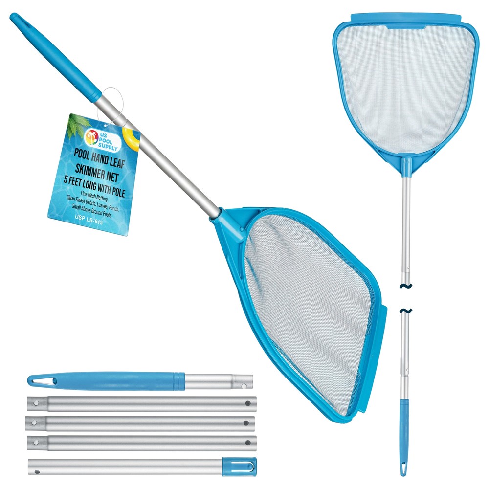 5ft Handheld Spa, Hot Tub, Swimming Pool Cleaning Net & Pole – Fine Mesh Netting