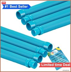 Pool Vacuum Hose 8 Piece Set 1.5 Inch 26 Feet Teal Spiral Wound Connector