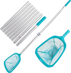 11.5 Foot Swimming Pool Leaf Skimmer Net with Telescopic Aluminum Pole, 8 Sectio