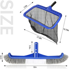 17&Prime; Pool Brush Head & Fine Mesh Skimmer Kit for Cleaning Pools
