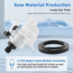 31705 31688 RV Toilet Water Valve Kit Fit for White & Black 1.5 inches