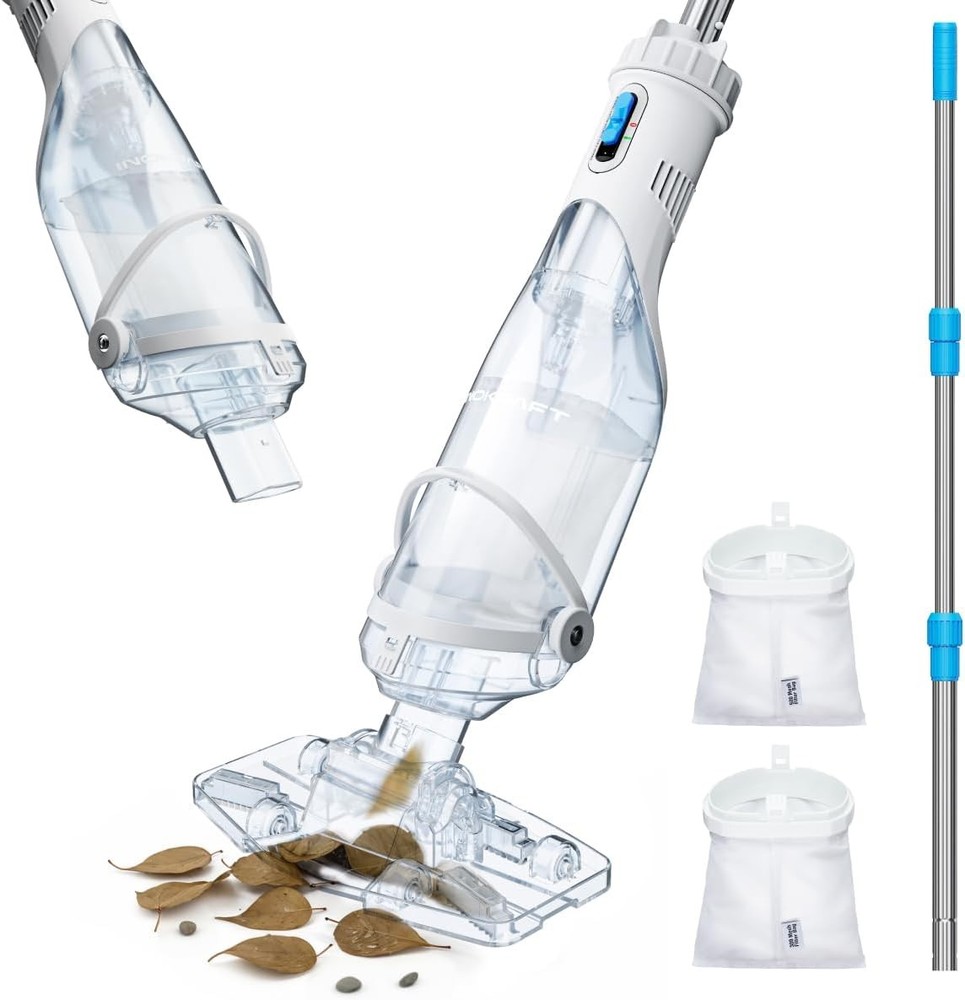 InoKraft Pool Vacuum Above Ground Cordless Rechargeable 18.5GPM Extendable Pole