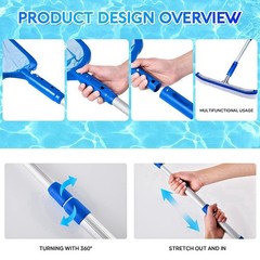 Pool Skimmer Pool Net with 3 Section Pole,Pool Skimmer Net with Fine Mesh7239