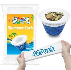 40-Pack Pool Skimmer Socks, Ultra Fine Mesh for Hair, Debris and Leaves | 40-Pac